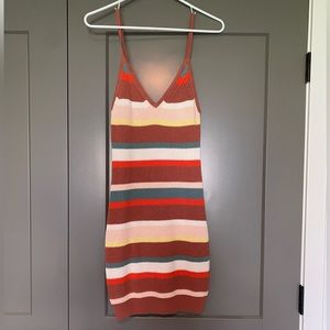Lush Multicolored Mini Knit Dress, Size Medium